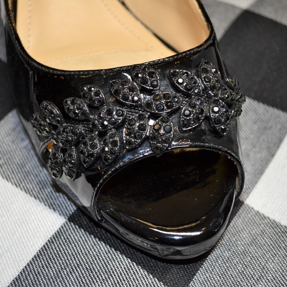 Black Rhinestone 2 1/4" Heel - Picture 3 of 4
